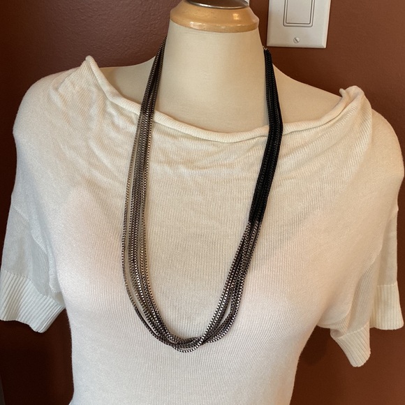 Beautiful Lia Sophia multi strand necklace in gold, silver and black tones. - Picture 4 of 5
